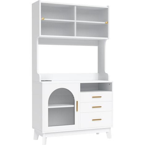 Hoher Küchenschrank weiß 100,5 x 40 x 178 cm mit Steckdosen, USB-C und USB-A (1/5)