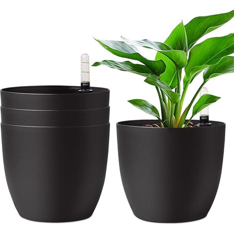 Blumentopf Selbstbewässerung Wasseranzeiger 4er Set Schwarz 18.516cm (1/5)