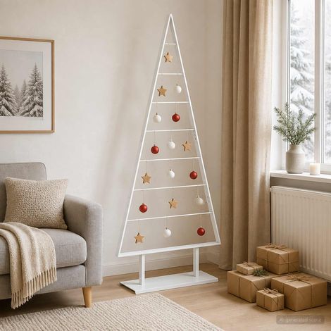 vidaXL Árbol de Navidad de metal KUOPIO 180 cm Acero Blanco (1/5)