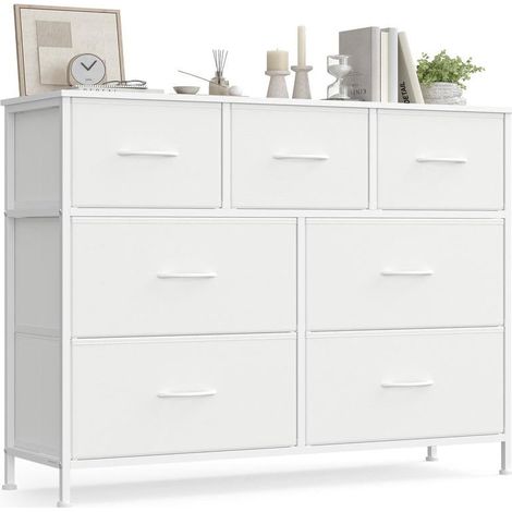 Commode de rangement moderne 30 x 98,8 x 73,7 cm capacité 40 kg 9 tiroirs style contemporain en MDF blanc neige (1/2)