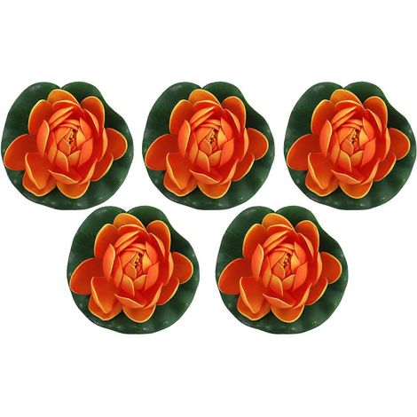Lot de 5 fleurs artificielles détaillées, lotus flottants décoratifs (1/5)