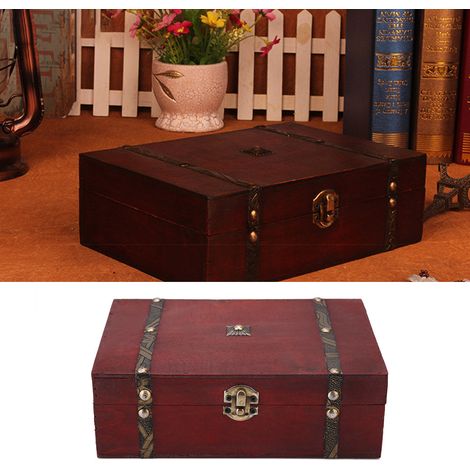 Boîte à bijoux en bois vintage, coffret organisateur pour collection rétro, boîte de rangement cadeau (1/4)