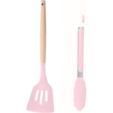 Ustensiles De Cuisine En Silicone - Poignées En Bois Résistantes À La Chaleur - Pour Casseroles Antiadhésives - Lot De 2 Pièces (1/5)