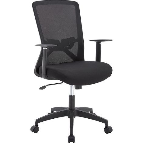 Chaise de bureau - Tissu - Noir - DELVORA (1/4)