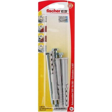 Fischer  4x  Tacos  de  eje  largo  SXR  10  x  100  T  tornillo  de  cabeza  avellanada  -  52236
