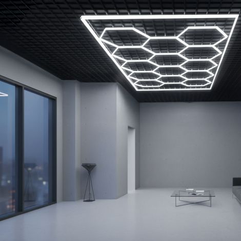 IluminaShop - Regleta LED Hexagonal Panel Abeja 600W IP30  Blanco Frio 6000K (1/3)