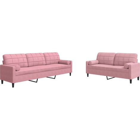 Maison Exclusive - Set di Divani 2 pz con Cuscini e Rinforzi rosa in Velluto