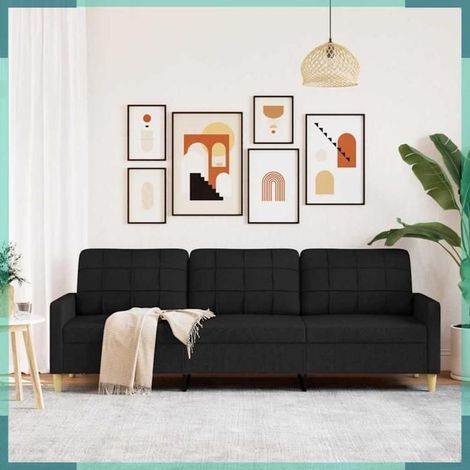 4007418 Canapé à 3 places Noir 210 cm Tissu (1/5)