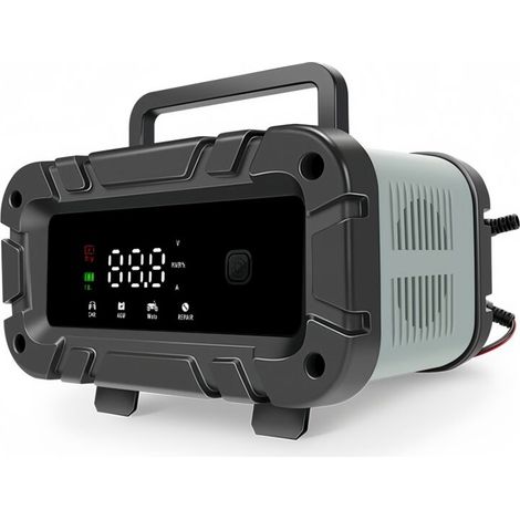 12V 24V GrisChargeur 12V 6A pour batteries de voiture, batteries de moto et batteries au plomb-acide (1/3)