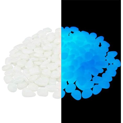 Pierres lumineuses, gravier brillant blanc de 2 cm environ, 100 pièces, 220 g, 1 sac pour aquarium de jardin (1/4)