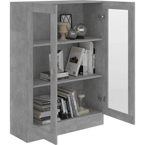 vidaXL Vitrine Grau Beton 82,5x30,5x115 cm Holzwerkstoff