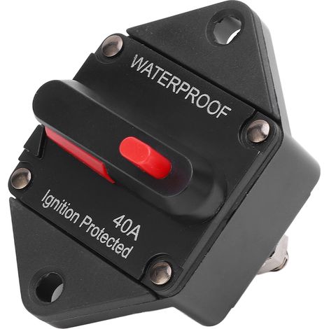 Disjoncteur DC 32V 40A avec interrupteur, réarmement manuel, étanche pour bateau, voiture, camion, bus, camping-car, quad — protection imperméable. (1/5)