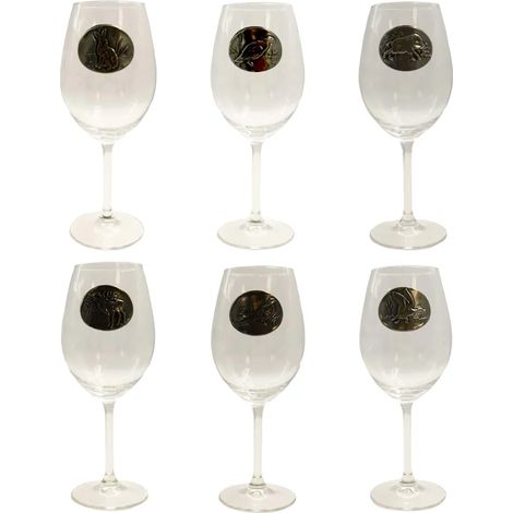 Verres à vin 360 ml décor étain relief de gibiers 6 pièces