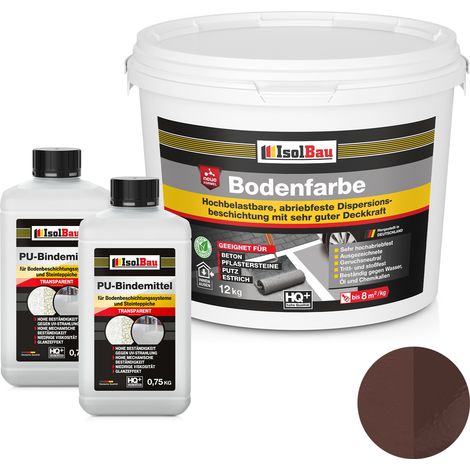 Pintura para suelos de resina IsolBau 2K para hormigón, 12 kg, color marrón. (1/5)