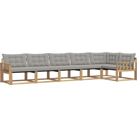 Conjunto de sofás de exterior 6 uds. Blanco y Gris Claro vidaXL (1/5)