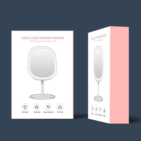 Miroir de maquillage LED portable à écran tactile, miroir de coiffure pour femme, cadeau idéal, rétroéclairage réglable, design compact et élégant. (1/5)