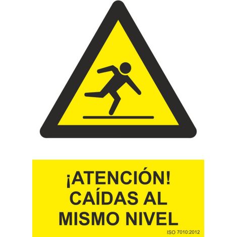 Señal ¡Atención Caídas Al Mismo Nivel (tintas UV) SEKURECO                         100 x 150 mm                          ADHESIVOS DE VINILO