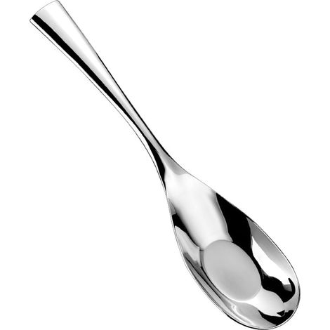 Cuillère service pro inox 316L polie, sûre et compatible lave-vaisselle, idéale pour buffets ou resto