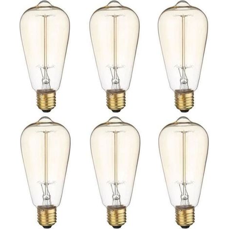 Ampoule Edison x6 - TEMPSA ST64 Vintage - 150 Lm - E27 - AC220V - 40W - Blanc chaud-Ywey (1/4)