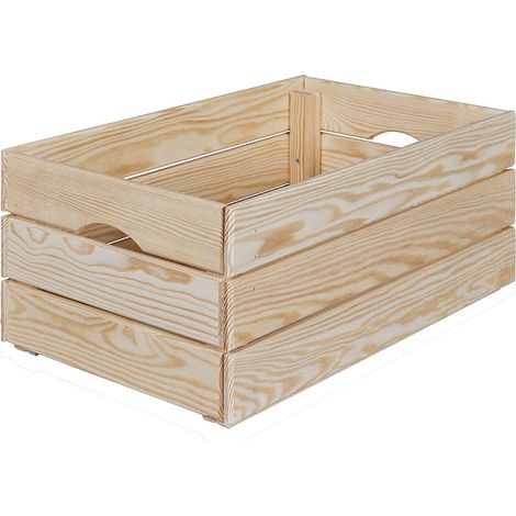 Altobuy – Caisse de rangement en bois épicéa non traité 65cm – Structure en bois massif – Empilable pour espaces variés