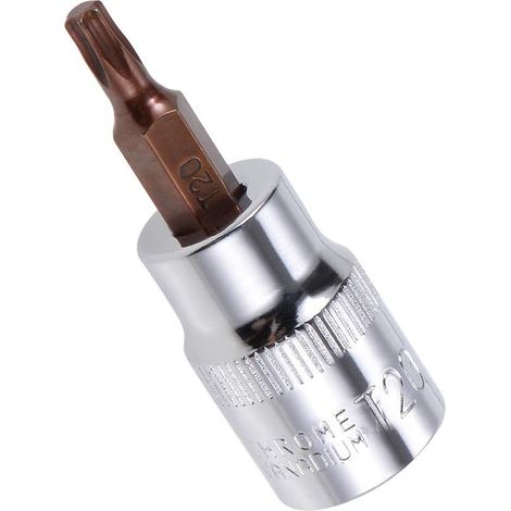 Douille Torx 3/8" x T20 CR-V, embouts en acier S2, embout Torx avec 48 mm de longueur pour clé à cliquet, clé dynamométrique, barre coulissante, perceuse à percussion (1/5)