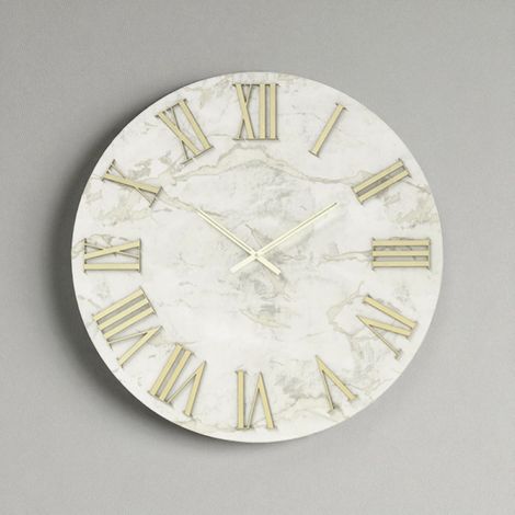 Orologio HAROLD rotondo D40 cm in legno rivestito con parato Oro (1/3)