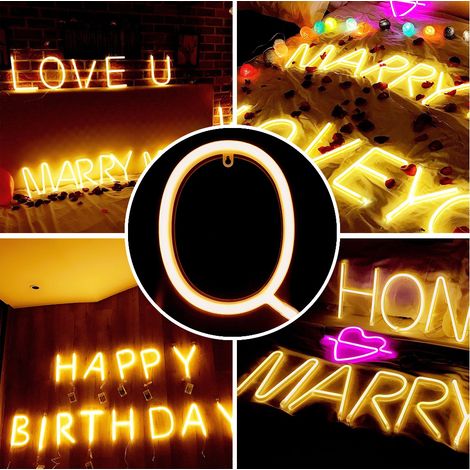 Lampe LED décorative en forme de lettre néon pour demande en mariage, fête, maison (Q) (1/5)