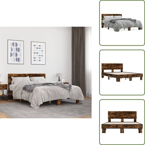 The Living Store Cadre de lit sans matelas chêne fumé 120x200 cm - Cadre De Lit - Lit Double - Lit En Bois - Lit Design - Literie