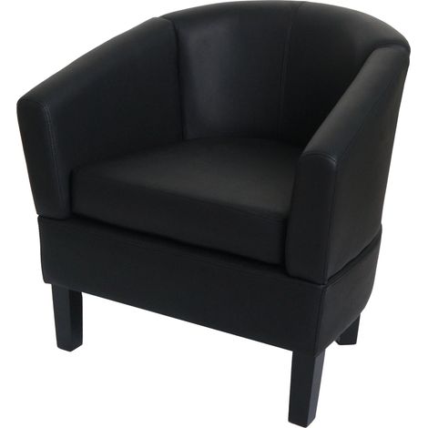 Fauteuil lounge en similicuir noir style moderne avec accoudoirs larges siège confortable design 040009564 (1/5)