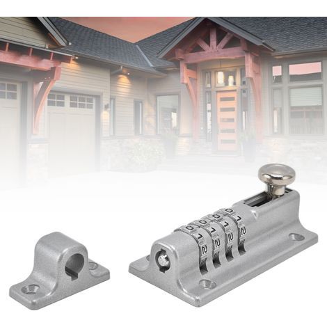 4-digit combination lock for pool gates, farms and fences, durable rust-resistant coating, silver security bolt (1/5)