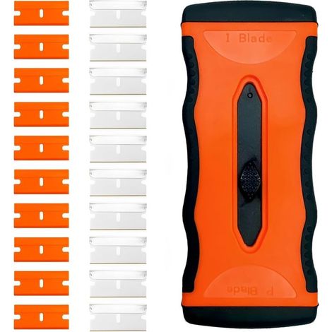 Grattoir pour plaque vitrocéramique, grattoir à verre avec 10 lames métalliques et 10 lames plastiques supplémentaires, grattoir de nettoyage multi-usages pour plaque à induction, voiture, verre, miro