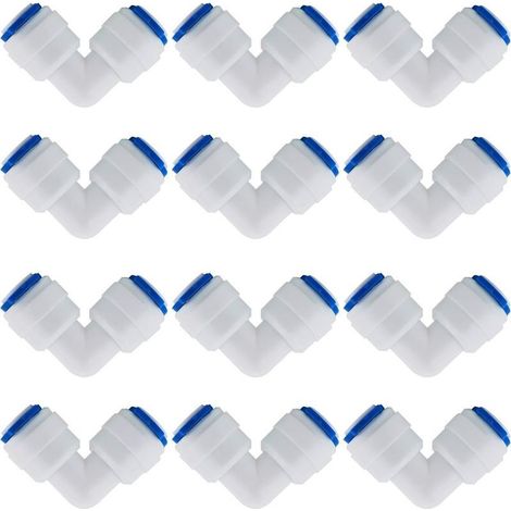 12 Pcs Accessoires De Filtre à Eau RO Raccord De Buse 1/4 Pouces 90 Degree Right Angle Fast Docking pour Raccorder Les Raccords De Tuyauterie d'eau, Tuyau de réfrigérateur (1/3)
