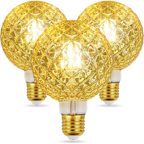 Ampoule E27 Vintage Dimmable, Ampoule E27 Decorative Surface en forme de diamant LED Filament Lumière Douce 4W 2700K 400LM Decorative Ampoule Vintage, Lot de 3 (1/5)