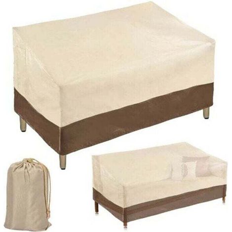 Housse pour canapé de jardin double, imperméable et résistante, petite taille (standard), beige et marron (420D), 1478 x 279 cm (1/3)