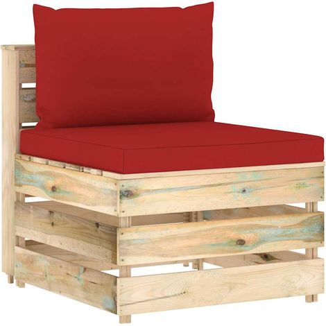 vidaXL Canapé central sectionnel avec coussins Bois imprégné de vert (1/5)