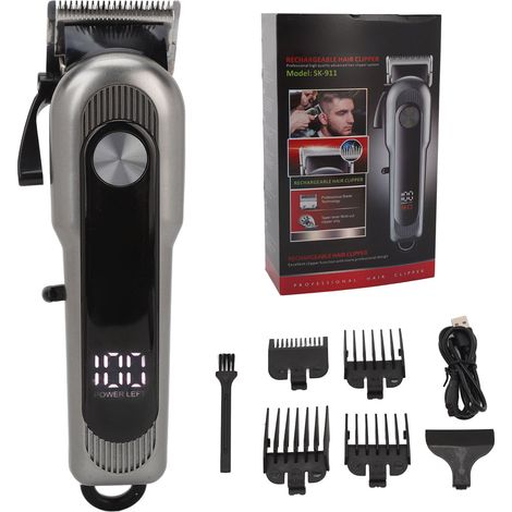 Tondeuse à cheveux électrique professionnelle avec sabots de guidage, rechargeable, pour hommes et coiffeurs. (1/5)