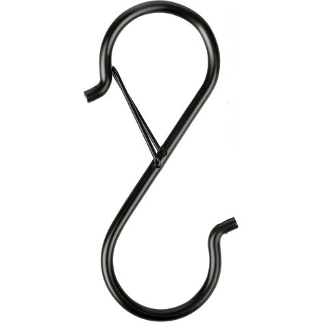 Los ganchos en forma de S con anillos de seguridad son perfectos para colgar plantas, armarios, utensilios de cocina, bolsos, etc. (Negro, 1 unidad) (1/5)