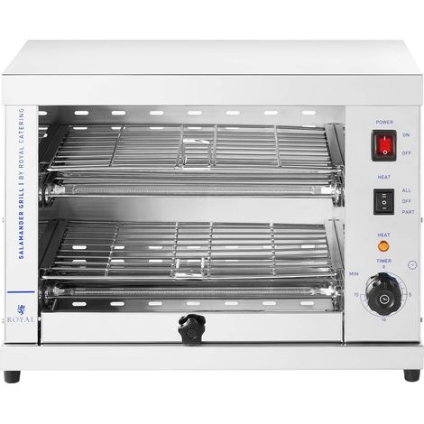 Salamandre de cuisine professionnelle four électrique grill (3 200 watts, 65 - 200 °c, 0 - 15 min, récipient collecteur de graisse, acier inoxydable) (1/5)