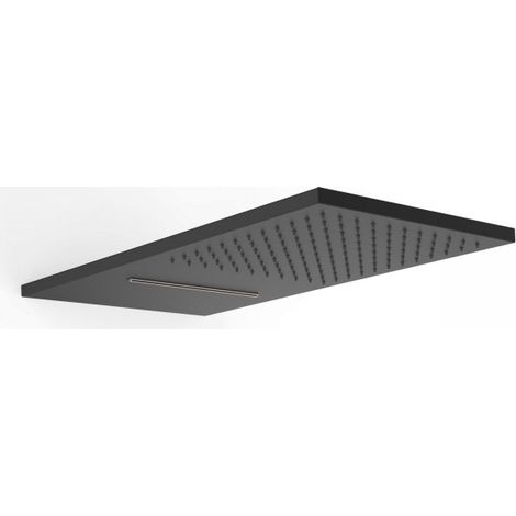 Douche murale Noir Mat acier inoxydable 2 types de jet (Pluie et Cascade) - TRES 29990301NM