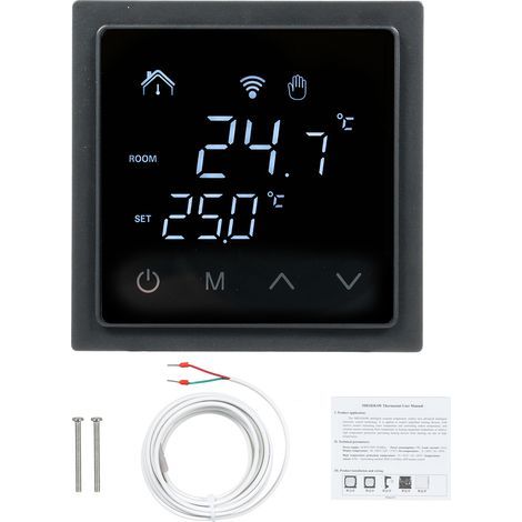 Thermostat d'ambiance intelligent 16A pour chauffage par le sol, régulateur de température 85-250V mural avec écran tactile LED