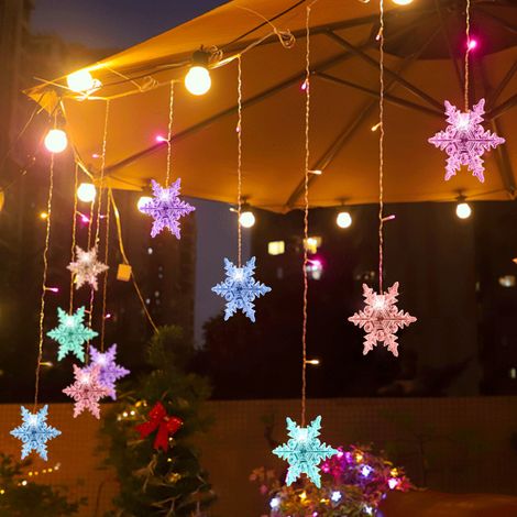 SWANEW Tenda luminosa a LED Fiocco di neve per feste in camera da letto Tenda luminosa per interni per esterni. multicolore (1/5)