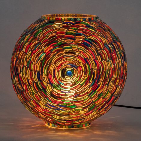Tischlampe als Kugel aus Glasmosaik in Spiralform 33 cm (1/2)