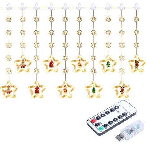 Weihnachtsbeleuchtung, 50 LEDs, 3 m lange, wasserdichte USB-Lichterkette, Lichterkette mit 8 Beleuchtungsmodi, Beleuchtung für Weihnachten, Fenster, Partys, Terrasse, Patio, Garten (Mo