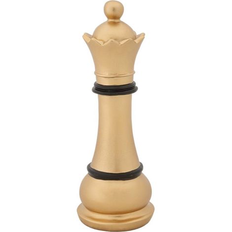 Pedina scacchi regina decorativa in poliresina per decorazioni ambienti -Nero e oro (1/5)