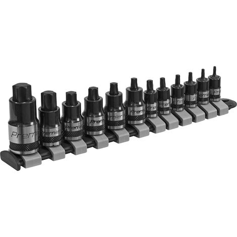 Sealey Premier Black Stubby TRX-Star Socket Bit Set 1/4"", 3/8"" & 1/2""Sq Drive 12pc AK6228B