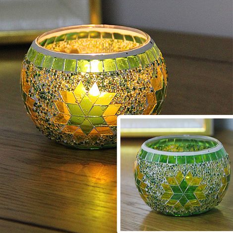 Bougeoir En Verre - 6,5 cm Diamètre - 5,5 cm Hauteur - Pour Bougies Théières Et LED - Décoration De Table Festive Et Romantique - Lot De 1 (1/2)