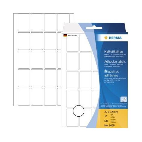 HERMA Vielzwecketiketten weiß 22x32 mm Papier matt 640 St. (2430) (1/3)