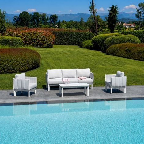 Salotto da giardino 5 posti in alluminio Cannes