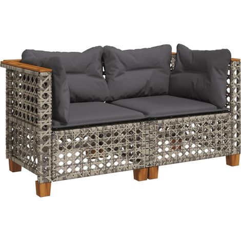 vidaXL Divani Angolari da Giardino con Cuscini 2pz Polyrattan Grigio