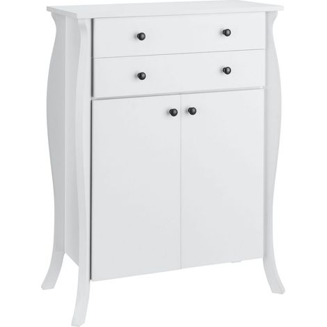 Ludwig-Armoire avec 2 Portes et 2 Tiroirs en Planche Partical Blanc (1/5)